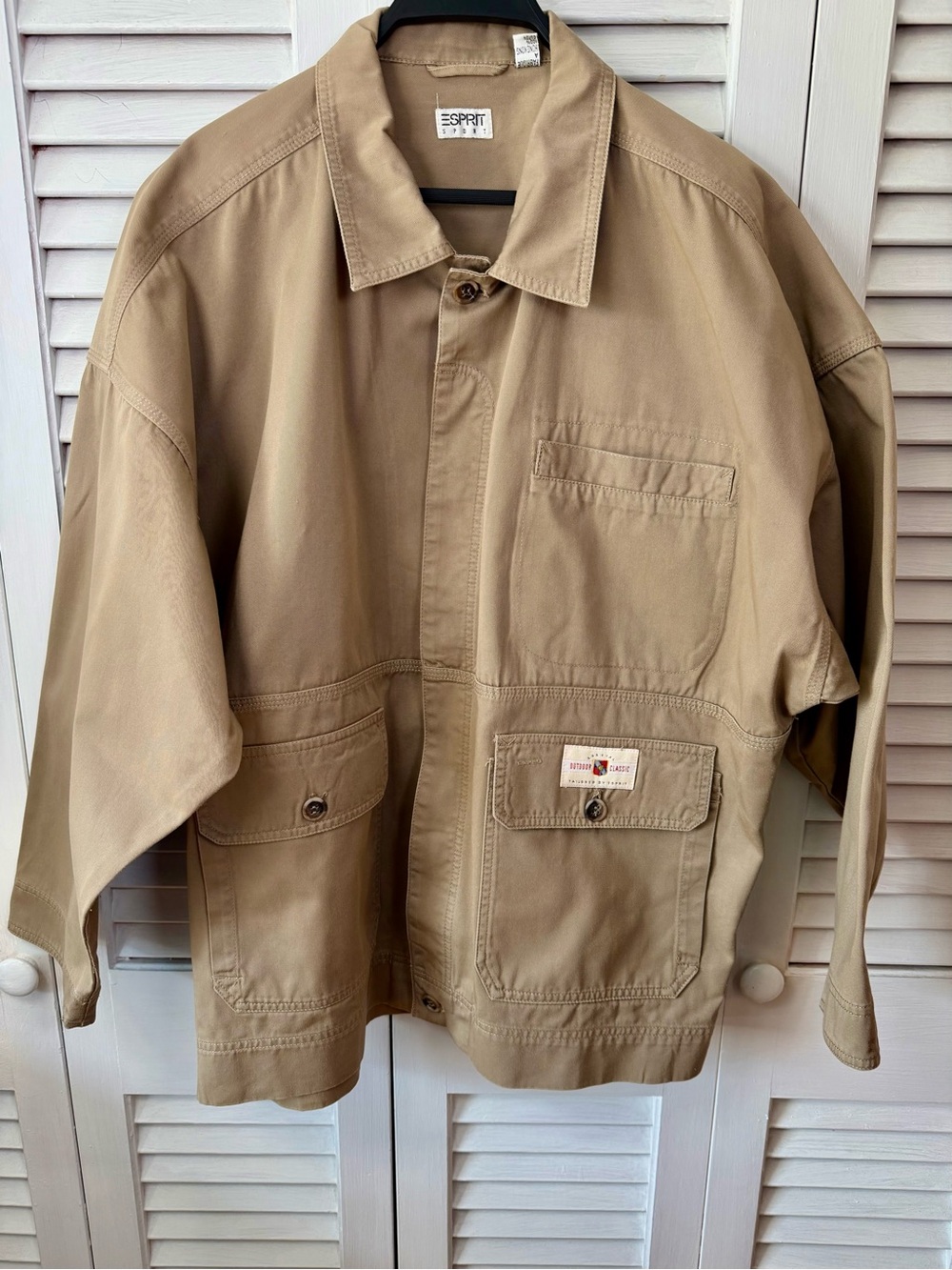 Vintage 90s Esprit Sport Tan Canvas Hunting Jacket Unisex Oversized L/ XL